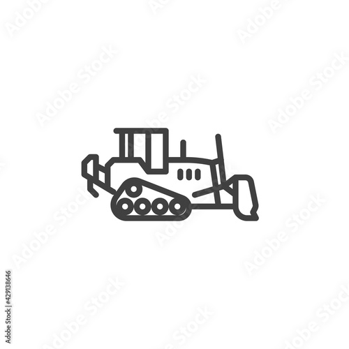 Loader bulldozer line icon