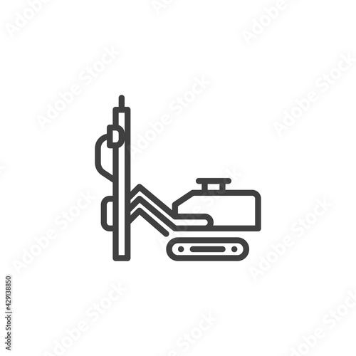 Hydraulic piling machine line icon