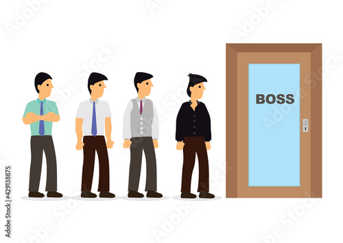Business people waiting outside the boss office.