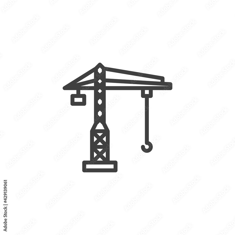Tower crane line icon Tower crane line icon