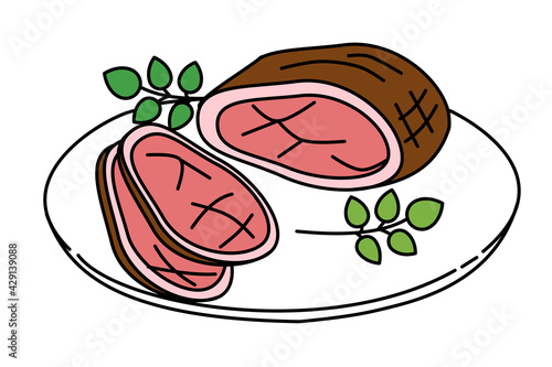 Fototapeta Naklejka Na Ścianę i Meble -  Roast beef party restaurant icon