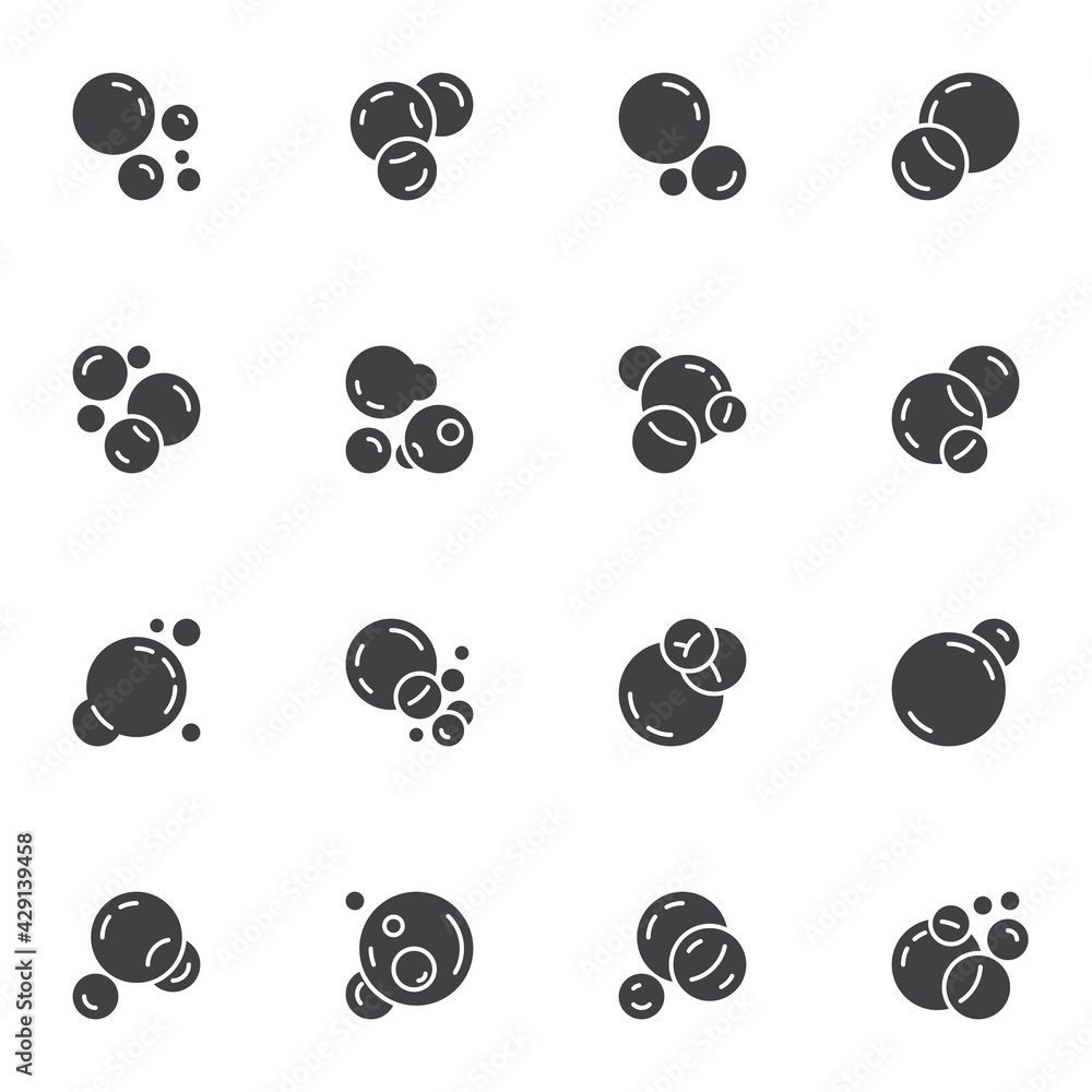Soap bubbles vector icons set Soap bubbles vector icons set