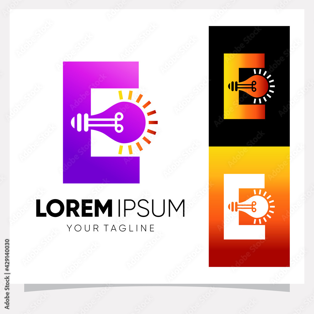 Initial Letter E Smart Light Bulb Logo Design Vector Graphic Initial Letter E Smart Light Bulb Logo Design Vector Graphic