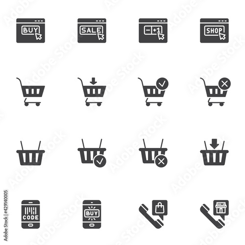 Online shopping vector icons set