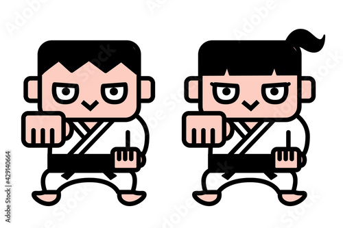 空手　カラテ　シンプル　キャラクター　イラスト素材