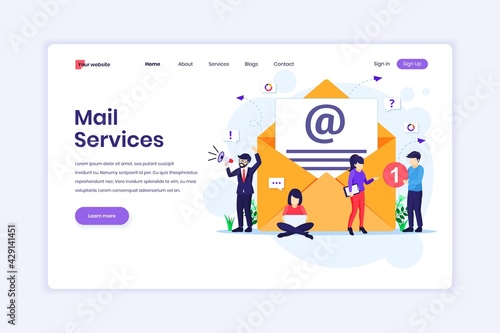 Landing page design concept of Email marketing services, Advertising Campaign, Digital Promotion with characters. vector illustration © agny_illustration