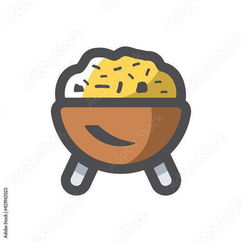 Dish Pilaf Rise Vector icon Cartoon illustration