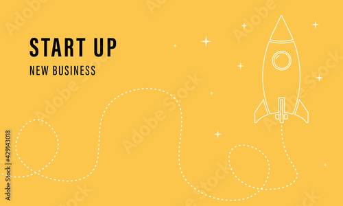 Business startup rocket launching vector creative illustration	
