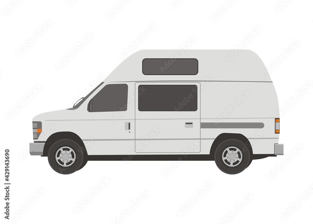 Small campervan. Simple flat illustration