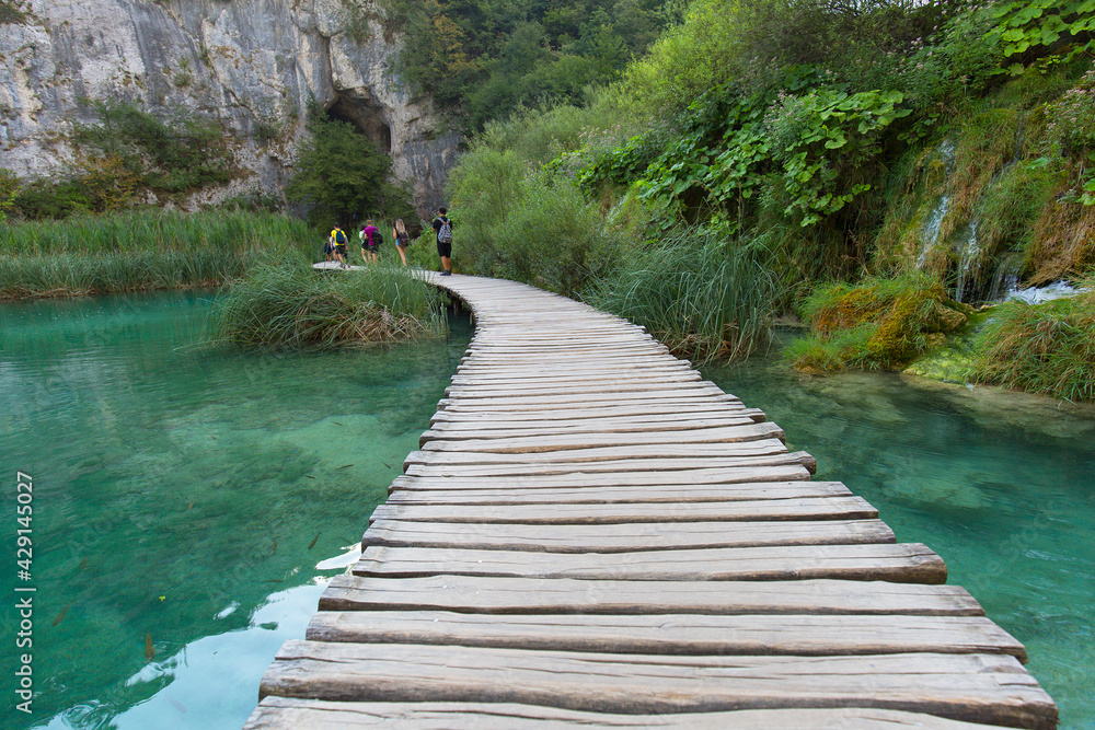 Fototapeta premium Plitvice Lakes National Park, a miracle of nature, waterfall, Croatia