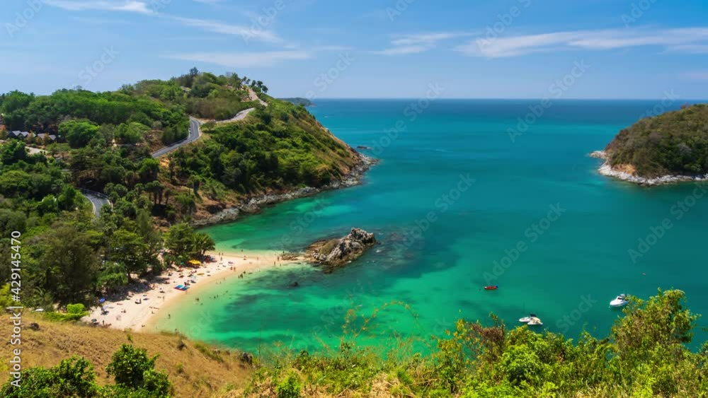Clear blue Andaman sea from Windmill View Point near Laem Promthep Cape, Phuket, Thailand - Time Lapse Clear blue Andaman sea from Windmill View Point near Laem Promthep Cape, Phuket, Thailand - Time Lapse