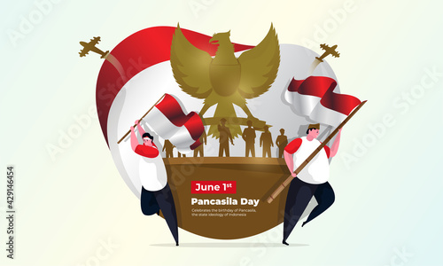 Illustration of celebration 1st June National Pancasila Day  photo