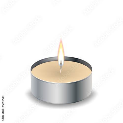 Candle light flame isol on the white