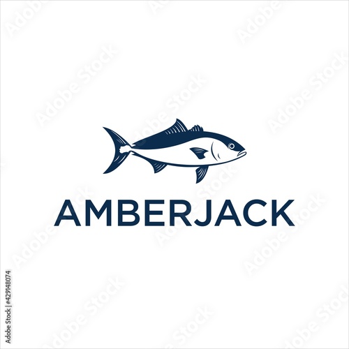 greater amberjack fish logo design template