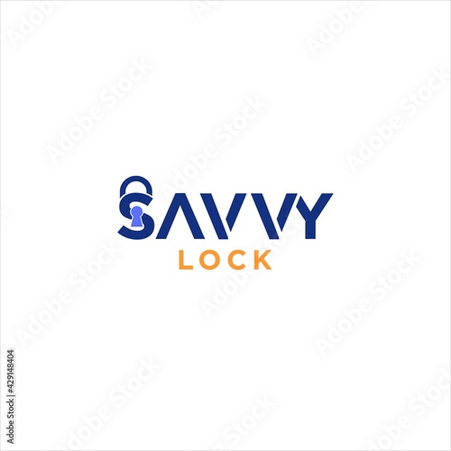 savvy lock logo design for secure vector