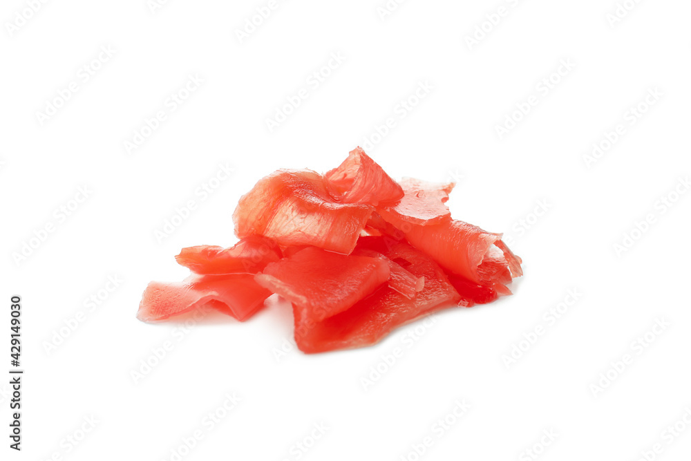 Red pickled ginger isolated on white background Red pickled ginger isolated on white background