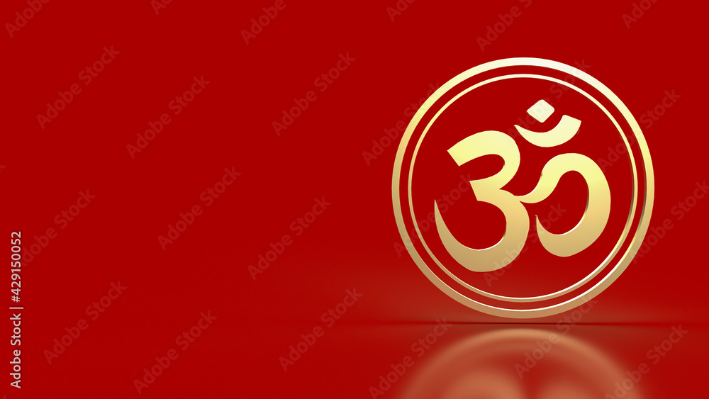 The hindu ohm or om gold for religion concept 3d rendering The hindu ohm or om gold for religion concept 3d rendering