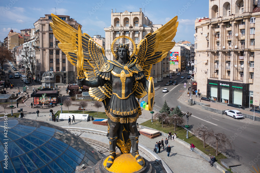 Statue of Saint Michael the Archangel, patron of Kyiv in Independence
