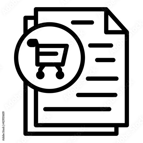 Shopping list icon. Outline Shopping list vector icon for web design isolated on white background
