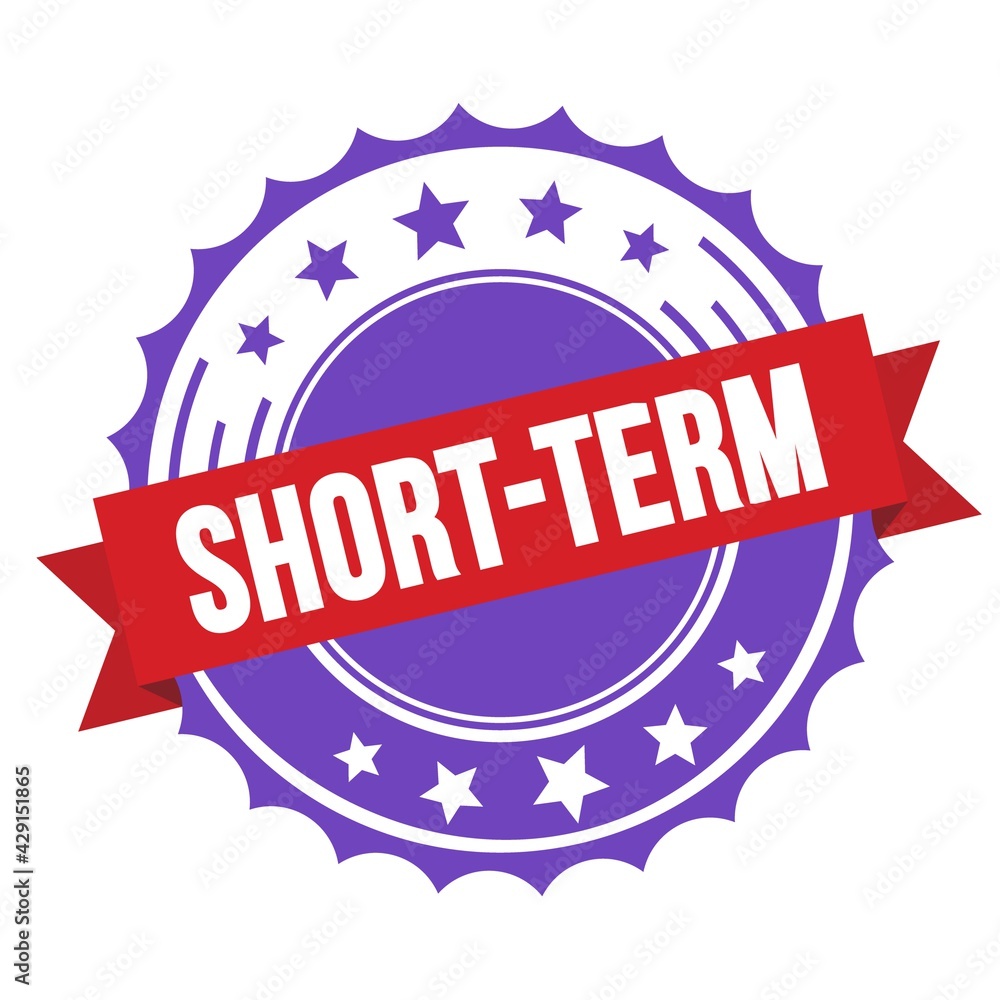 SHORT-TERM text on red violet ribbon stamp. SHORT-TERM text on red violet ribbon stamp.