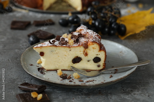 Photography Original Viennese cheesecake with raisins