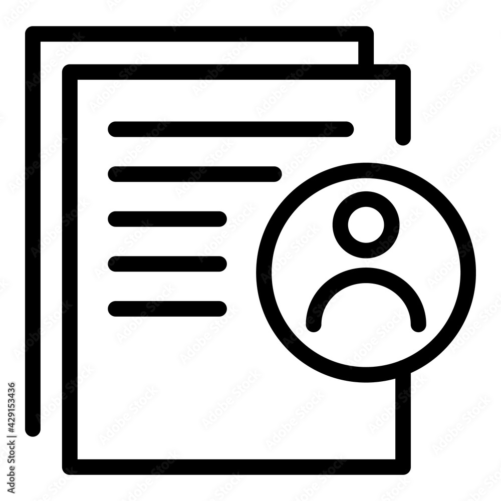 Student cv icon. Outline Student cv vector icon for web design isolated on white background Student cv icon. Outline Student cv vector icon for web design isolated on white background