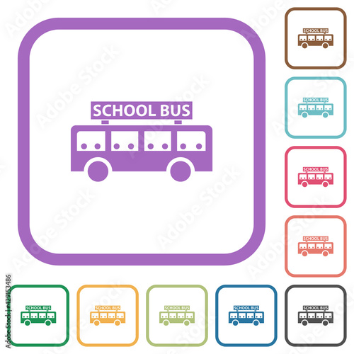 school bus with passengers side view simple icons