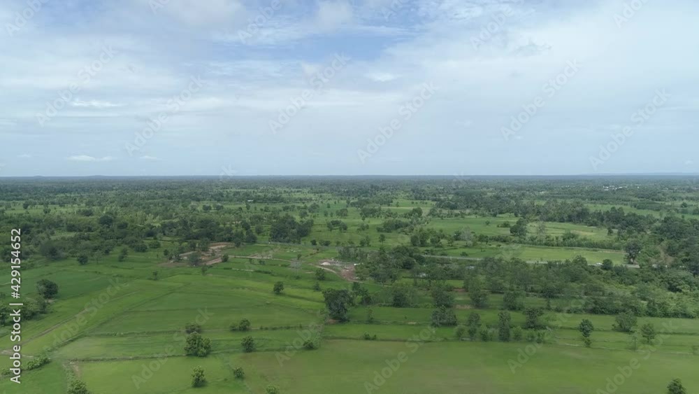Aerial view of agriculture, rice fields, Thailand in Asia Aerial view of agriculture, rice fields, Thailand in Asia