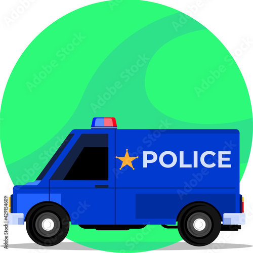 Police Box Car Flat Cartoon