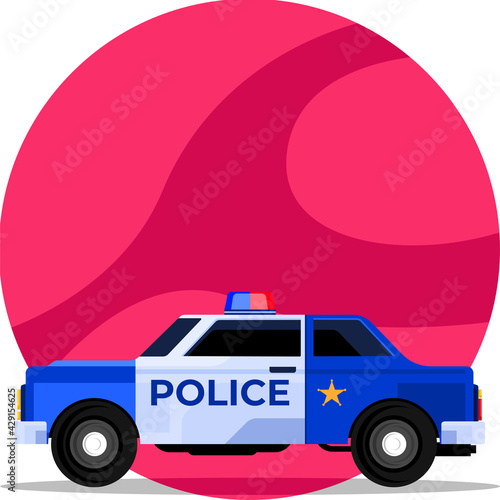 Police Car Sedan Flat Cartoon