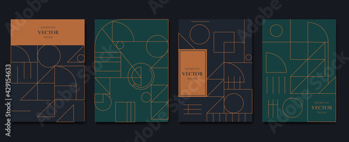 Gold and Luxury Invitation card design vector. Abstract geometry frame and Art deco pattern background. Use for wedding invitation, cover, VIP card, print, poster and wallpaper. Vector illustration.