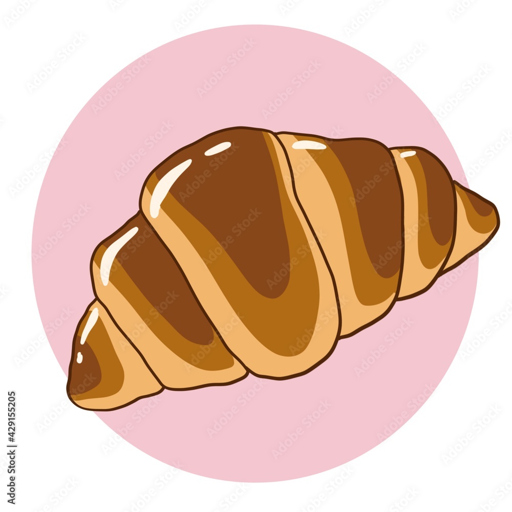 Crispy croissant illustration in flat style can be used as an icon for bakery and pastry applications 