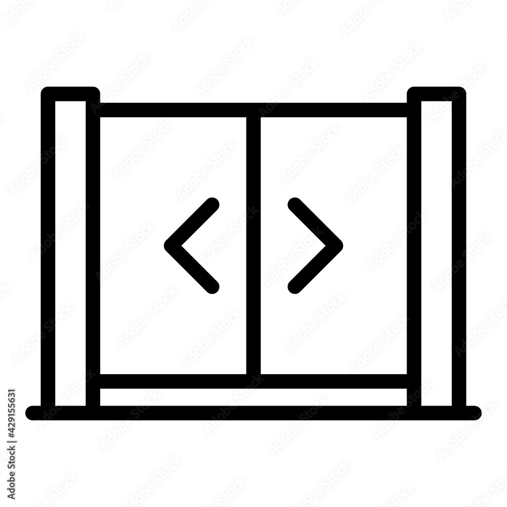 Sliding doors icon. Outline Sliding doors vector icon for web design isolated on white background Sliding doors icon. Outline Sliding doors vector icon for web design isolated on white background