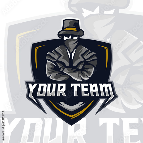 mafia mascot logo esport gaming. bandit mascot logo illustration.