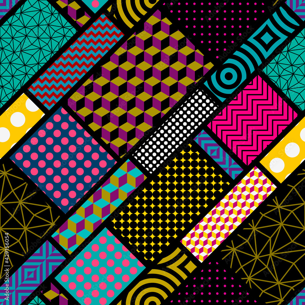 Geometric abstract pattern in patchwork style. Geometric abstract pattern in patchwork style.