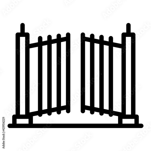 Automatic garden gate icon. Outline Automatic garden gate vector icon for web design isolated on white background