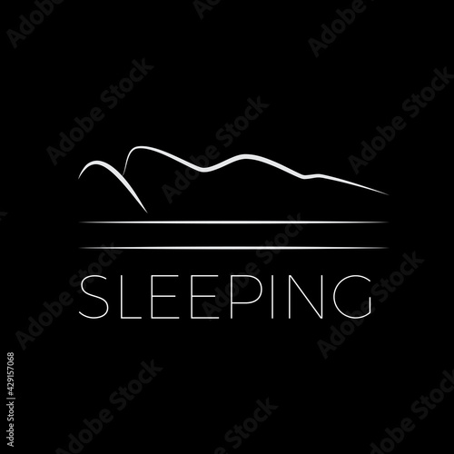 Vector sign ergonomic mattress, woman sleeping