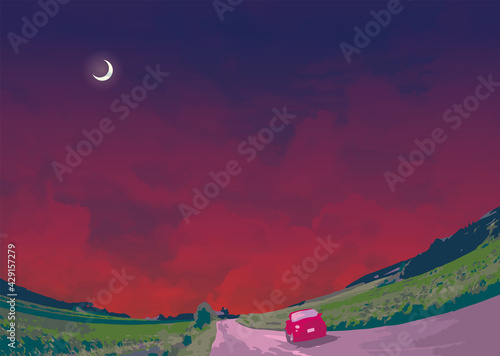 夕暮れのドライブ