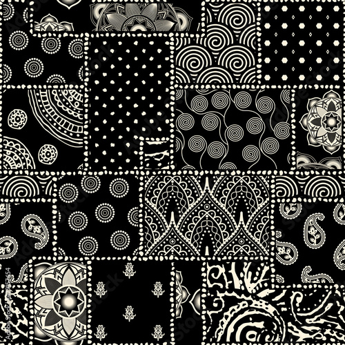 Patchwork textile pattern. Seamless quilting design background.
