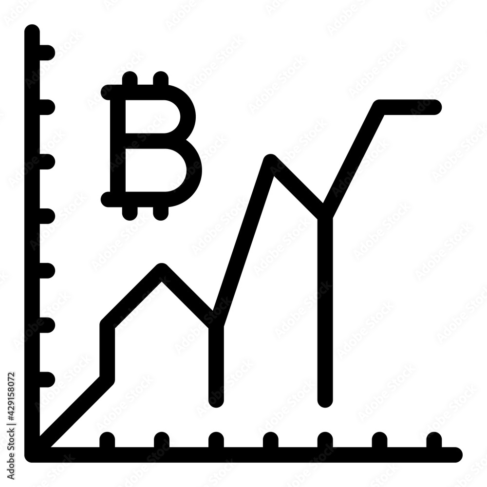 Digital bitcoin icon. Outline Digital bitcoin vector icon for web design isolated on white background