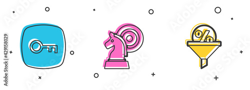 Set Key, Chess and Lead management icon. Vector