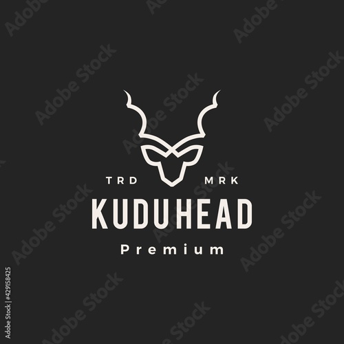 kudu head hipster vintage logo vector icon illustration
