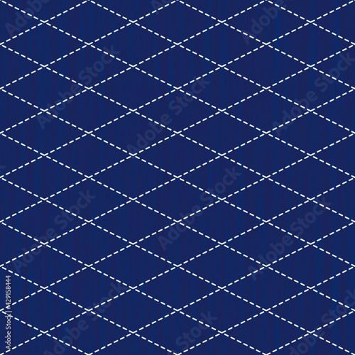 Sashiko pattern. Vector seamless embroidery Japanese traditional art.