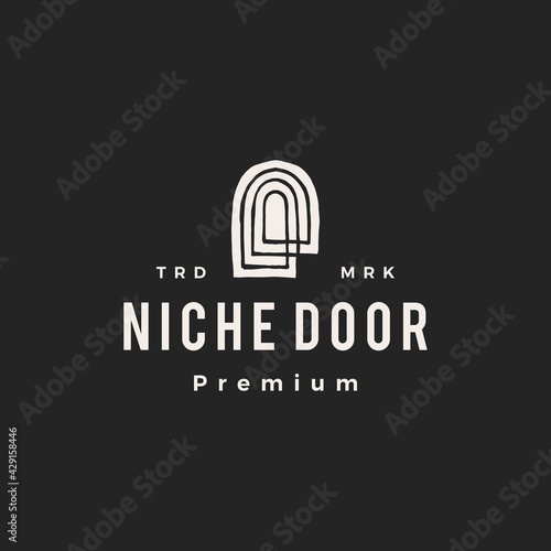 niche door curve hipster vintage logo vector icon illustration