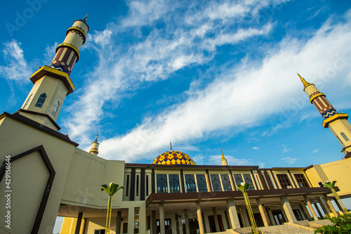 Arraudah Mosque, The Great Mosque of Pulang Pisau Regency, Central Kalimatan Province, Indonesia. Ladmark and the biggest mosque in the city. photo