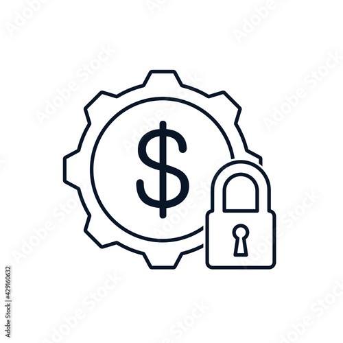 The concept of a fixed price, locked funds, deposit. Vector icon isolated on white background. 