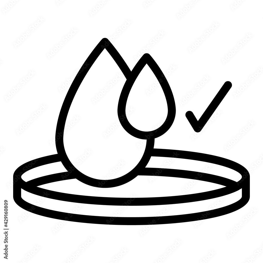 Check drop water icon. Outline Check drop water vector icon for web design isolated on white background