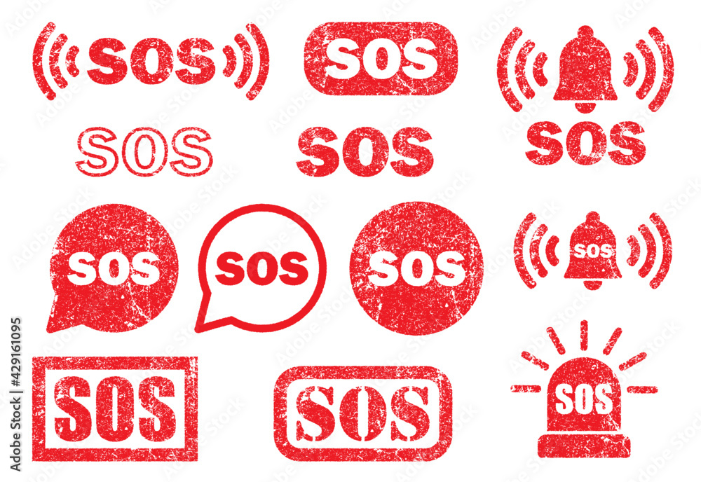 SOS icon symbol button. Emergency help logo sign pictogram. Vector illustration image. Isolated on white background. - obrazy, fototapety, plakaty 