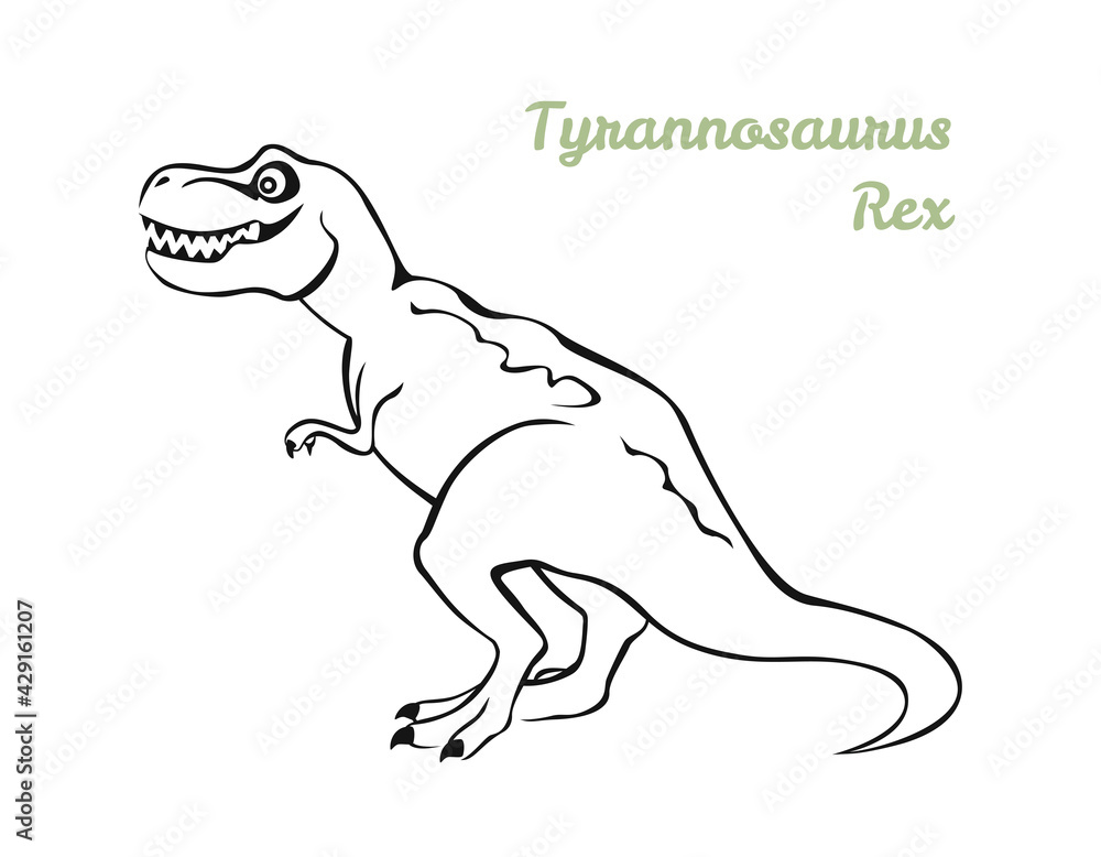Tyrannosaurus Rex black and white outline. Vector illustration of dinosaurs, icon. Tyrannosaurus Rex black and white outline. Vector illustration of dinosaurs, icon.
