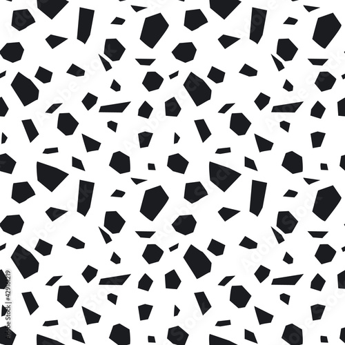 polygonal pieces black and white seamless pattern, endless repeatable abstract  texture photo